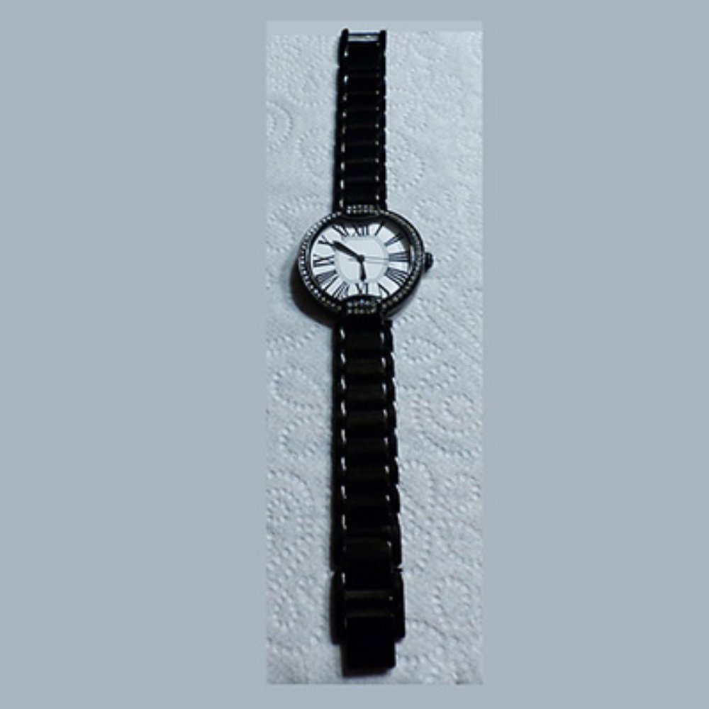 Swiss Bronzo Italia Bronze Shiny Bright Black and Crystal Wristwatch